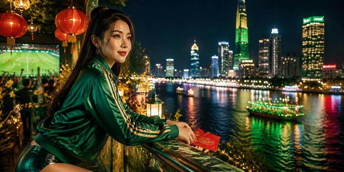 Bao lì xì đỏ và ánh đèn neon rực rỡ tại TP. Hồ Chí Minh biểu tượng cho khuyến mãi lớn